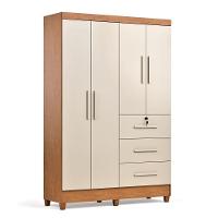 Guarda-roupa Casal 4 Portas 3 Gavetas Com Chave Mumbai Mdp Nature/off White