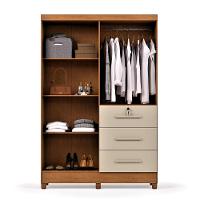 Guarda-roupa Casal 4 Portas 3 Gavetas Com Chave Mumbai Mdp Nature/off White - 5