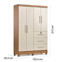 Guarda-roupa Casal 4 Portas 3 Gavetas Com Chave Mumbai Mdp Nature/off White - 6