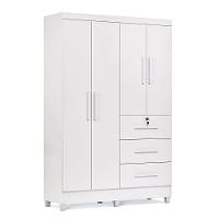 Guarda-roupa Casal 4 Portas 3 Gavetas Com Chave Mumbai Mdp Branco