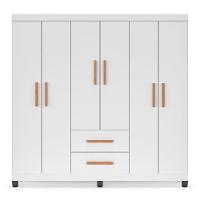 Guarda Roupa De Casal Lite 6 Portas Para Quarto Grande Com Cabideiro E Prateleiras Branco