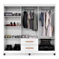Guarda Roupa De Casal Lite 6 Portas Para Quarto Grande Com Cabideiro E Prateleiras Branco - 5