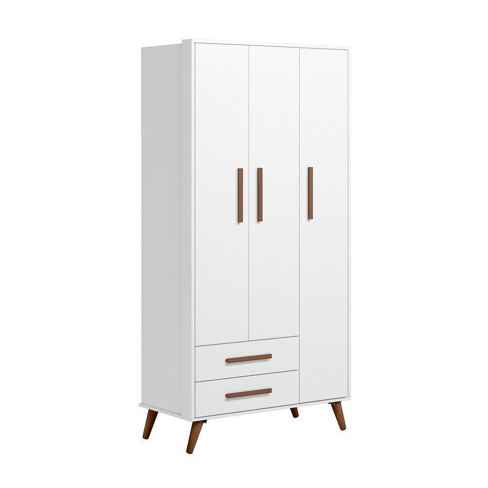 Guarda Roupa Infantil Retrô 3 Portas E 2 Gavetas Branco - 2