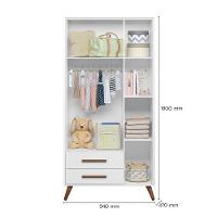 Guarda Roupa Infantil Retrô 3 Portas E 2 Gavetas Branco - 3