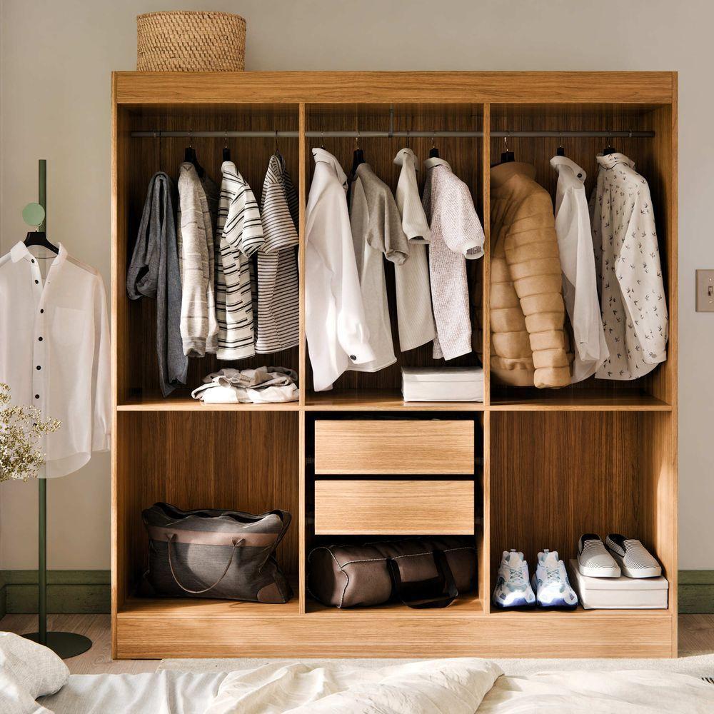 Guarda Roupa Casal 6 Portas Itália Com 2 Gavetas E Cabideiro Nature Off White - 4