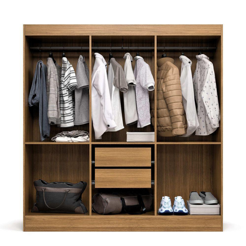 Guarda Roupa Casal 6 Portas Itália Com 2 Gavetas E Cabideiro Nature Off White - 5