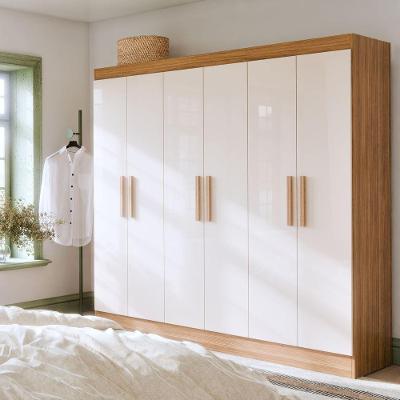 Guarda Roupa Casal 6 Portas Itália Com 2 Gavetas E Cabideiro Nature Off White