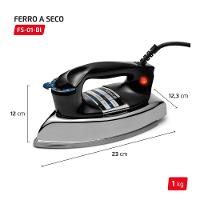 Ferro A Seco Mondial Preto E Cromado 1400W FS-01-BI 220V - 7
