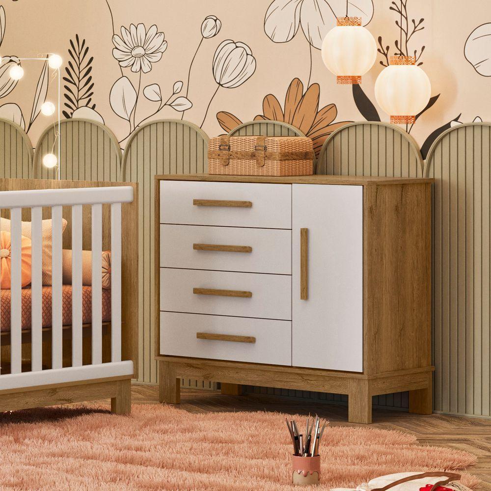 Cômoda Organizadora Infantil Com 4 Gavetas E Sapateira Slim Freijo - 1