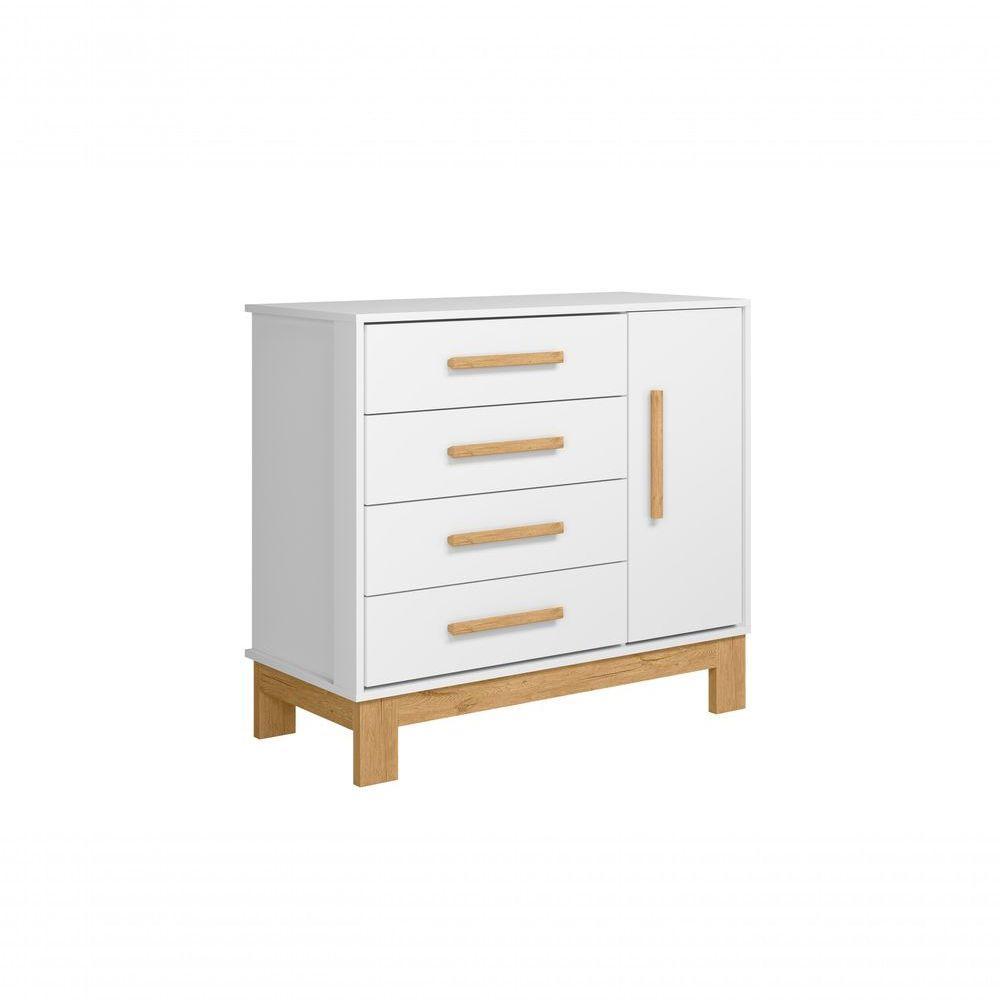 Cômoda Organizadora Infantil Com 4 Gavetas E Sapateira Slim Branco - 2
