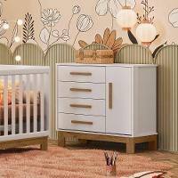 Cômoda Organizadora Infantil Com 4 Gavetas E Sapateira Slim Branco - 1