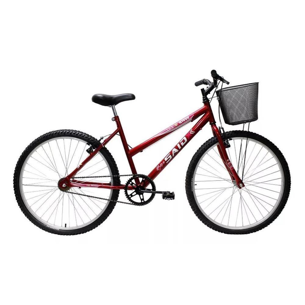 Bicicleta Aro 26 Feminina Mono Sem Marcha Com Cesta Saidx Vermelho - 1