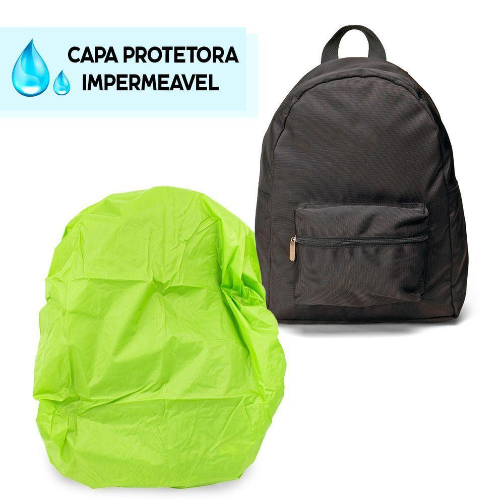 Capa De Chuva Para Mochila Impermeavel Motoboy Viagem Mala Elastico Verde - 2