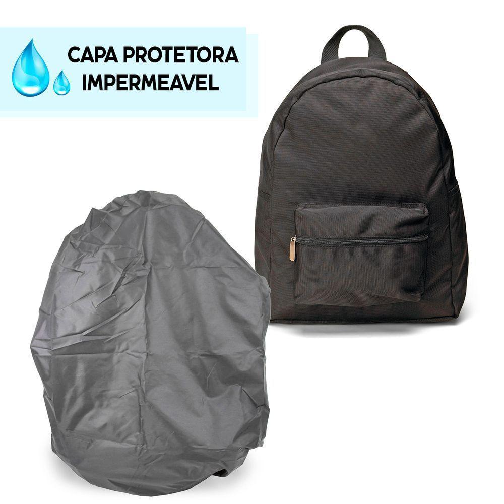 Capa De Chuva Para Mochila Impermeavel Motoboy Viagem Mala Elastico Preto - 2