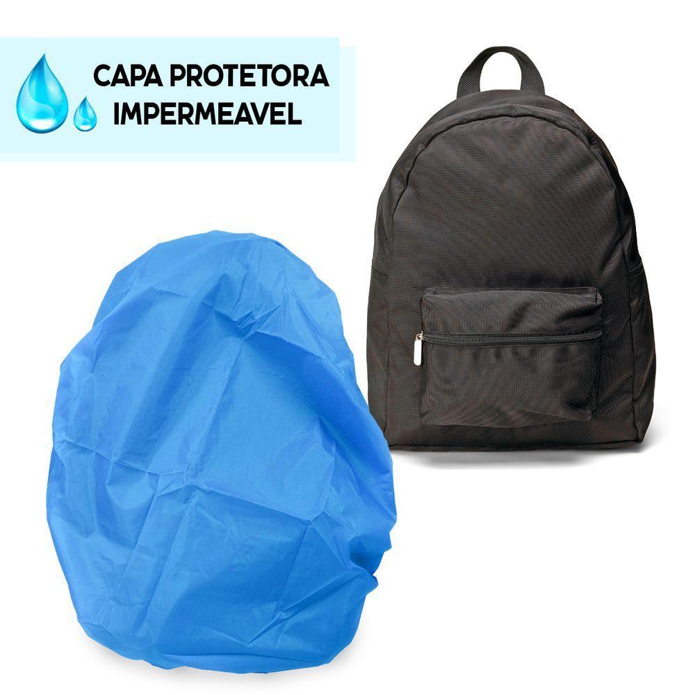 Capa De Chuva Para Mochila Impermeavel Motoboy Viagem Mala Elastico Azul - 2