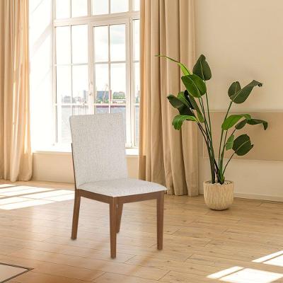 Cadeira Para Jantar Sofia Jequitibá Nozes Encosto Linho Bege