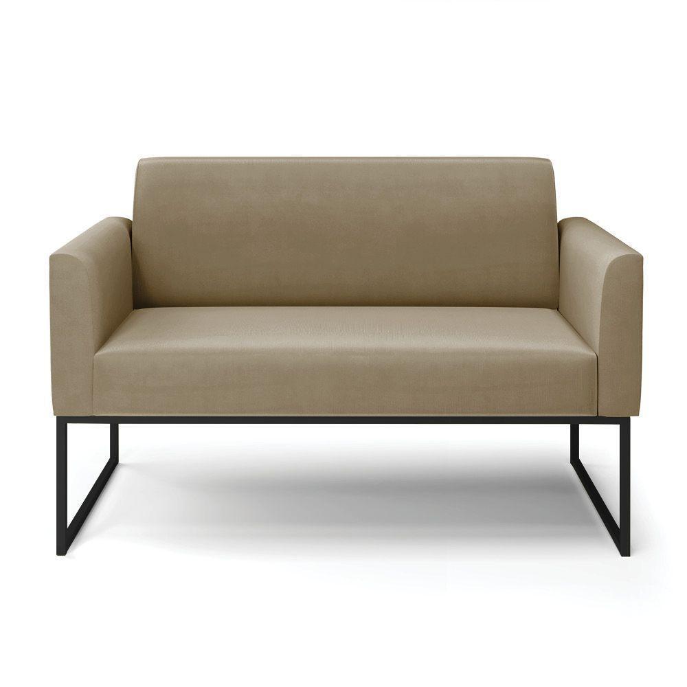 Sofá Namoradeira Base Industrial Preto Marisa Suede Marrom Rato - 3