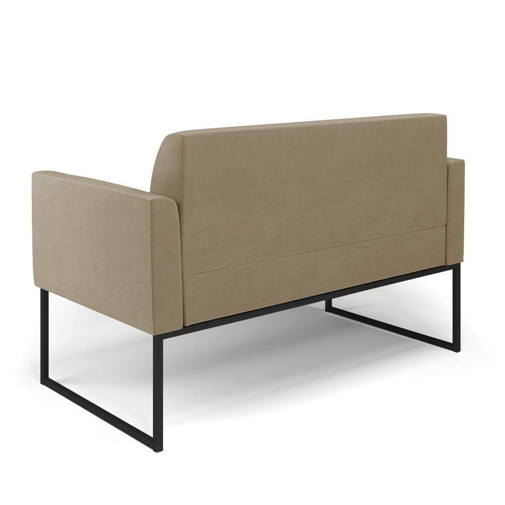 Sofá Namoradeira Base Industrial Preto Marisa Suede Marrom Rato - 5