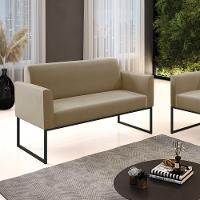 Sofá Namoradeira Base Industrial Preto Marisa Suede Marrom Rato - 1