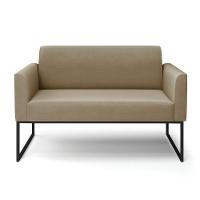 Sofá Namoradeira Base Industrial Preto Marisa Suede Marrom Rato - 3