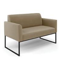 Sofá Namoradeira Base Industrial Preto Marisa Suede Marrom Rato - 6