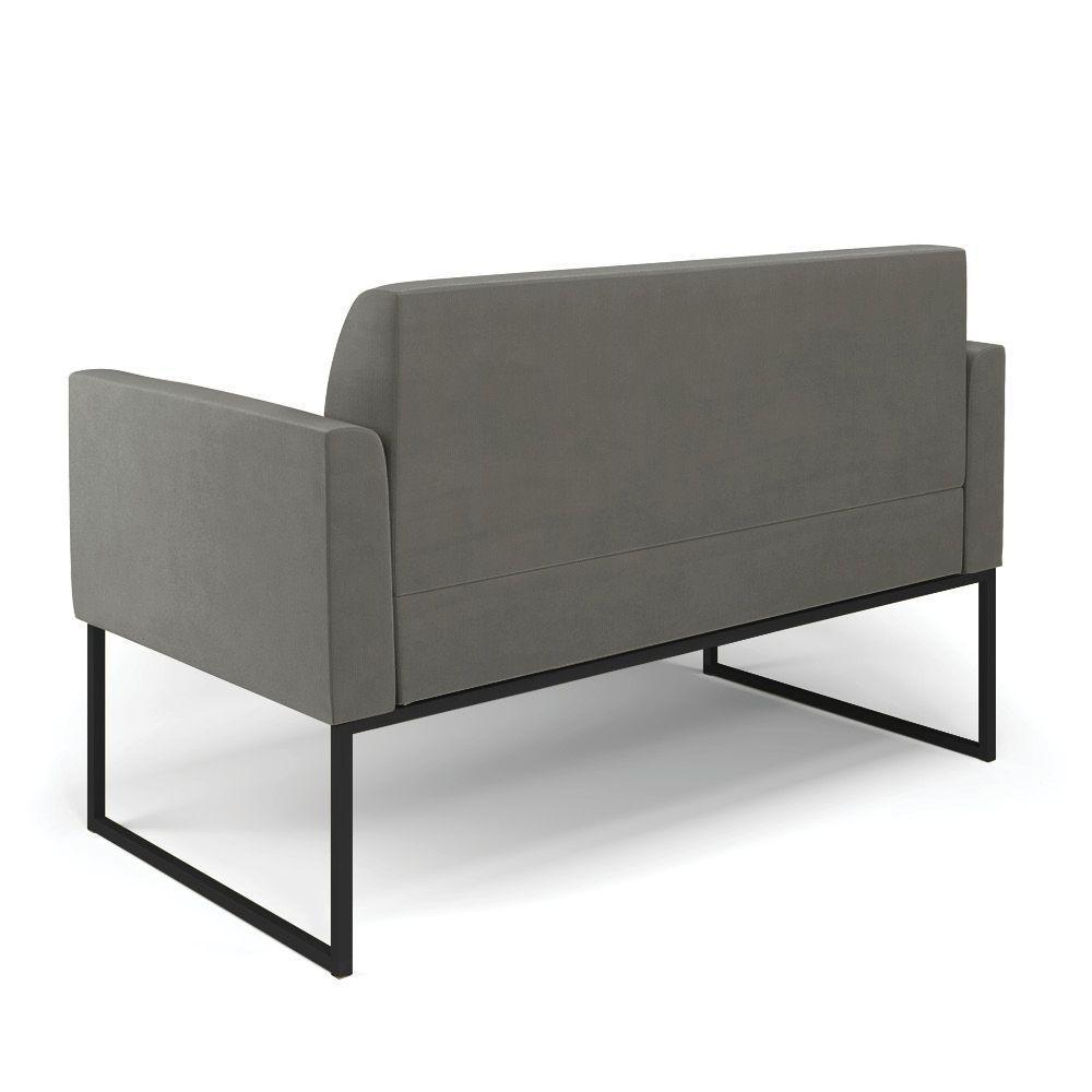 Sofá Namoradeira Base Industrial Preto Marisa Suede Cor Grafite - 3