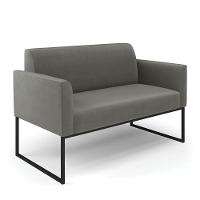 Sofá Namoradeira Base Industrial Preto Marisa Suede Cor Grafite - 1