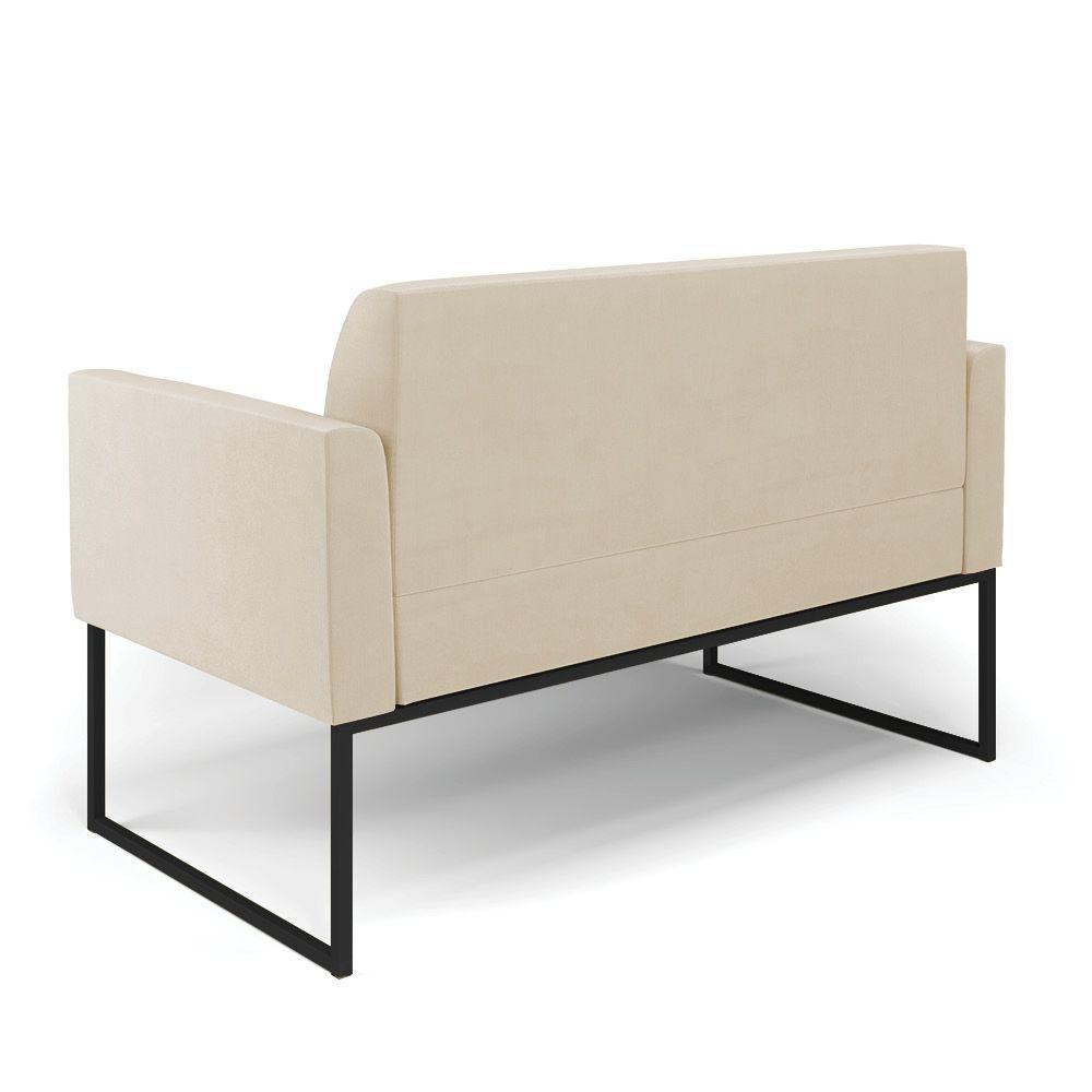 Sofá Namoradeira Base Industrial Preto Marisa Suede Bege - 6
