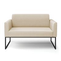 Sofá Namoradeira Base Industrial Preto Marisa Suede Bege - 3