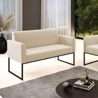 Sofá Namoradeira Base Industrial Preto Marisa Suede Bege