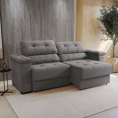 Sofá Cama Kappesberg Stelo Veludo Titânio 230cm