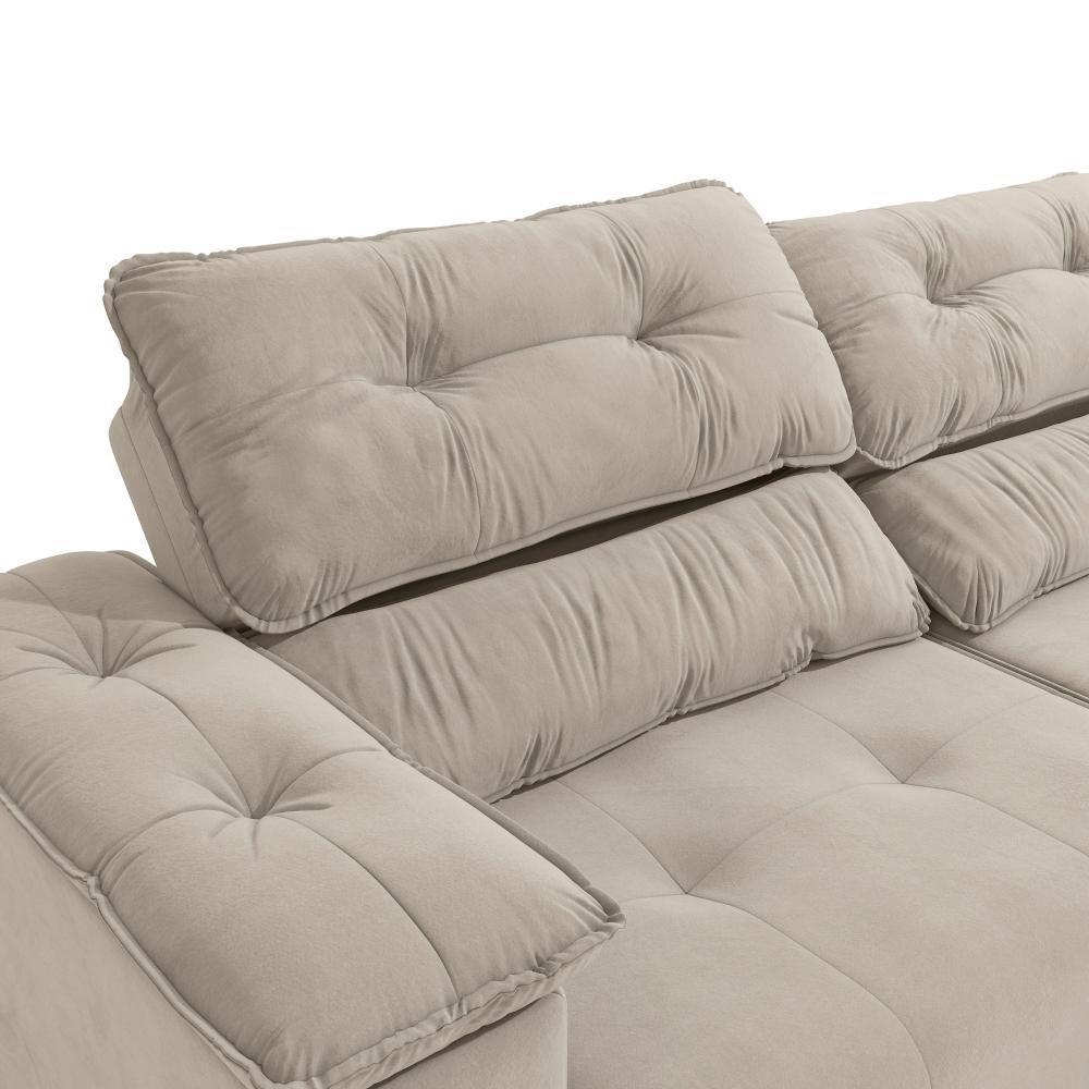 Sofá Cama Kappesberg Stelo Veludo Bege 230cm - 5