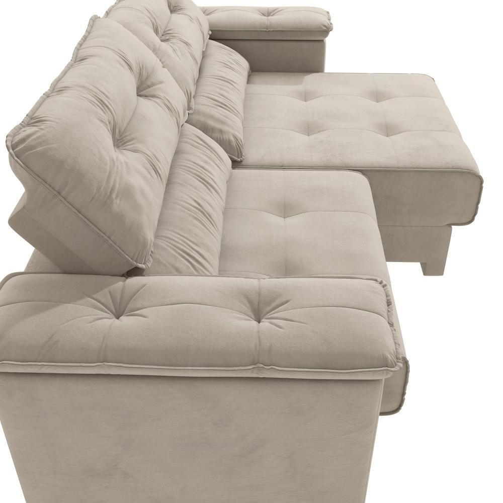 Sofá Cama Kappesberg Stelo Veludo Bege 230cm - 7
