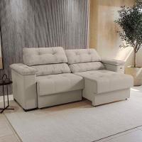 Sofá Cama Kappesberg Stelo Veludo Bege 230cm - 1