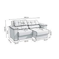 Sofá Cama Kappesberg Stelo Veludo Bege 230cm - 3