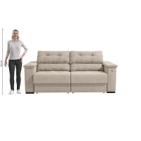 Sofá Cama Kappesberg Stelo Veludo Bege 230cm