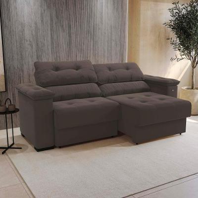 Sofá Cama Kappesberg Stelo Suede Café 230cm