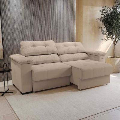 Sofá Cama Kappesberg Stelo Suede Bege 230cm