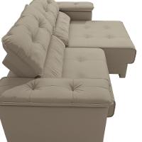 Sofá Cama Kappesberg Stelo Suede Bege 230cm - 7