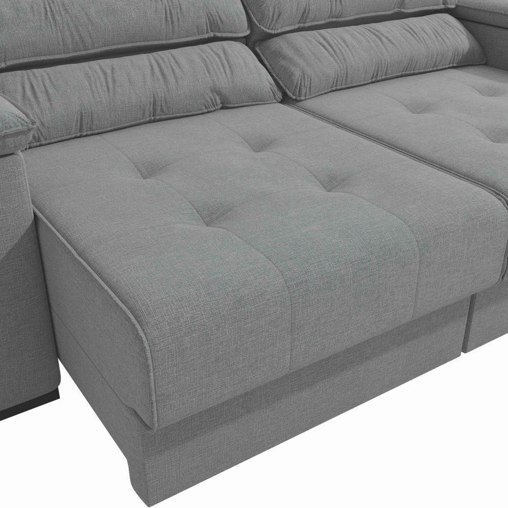 Sofá Cama Kappesberg Stelo Linho Cinza 230cm - 6