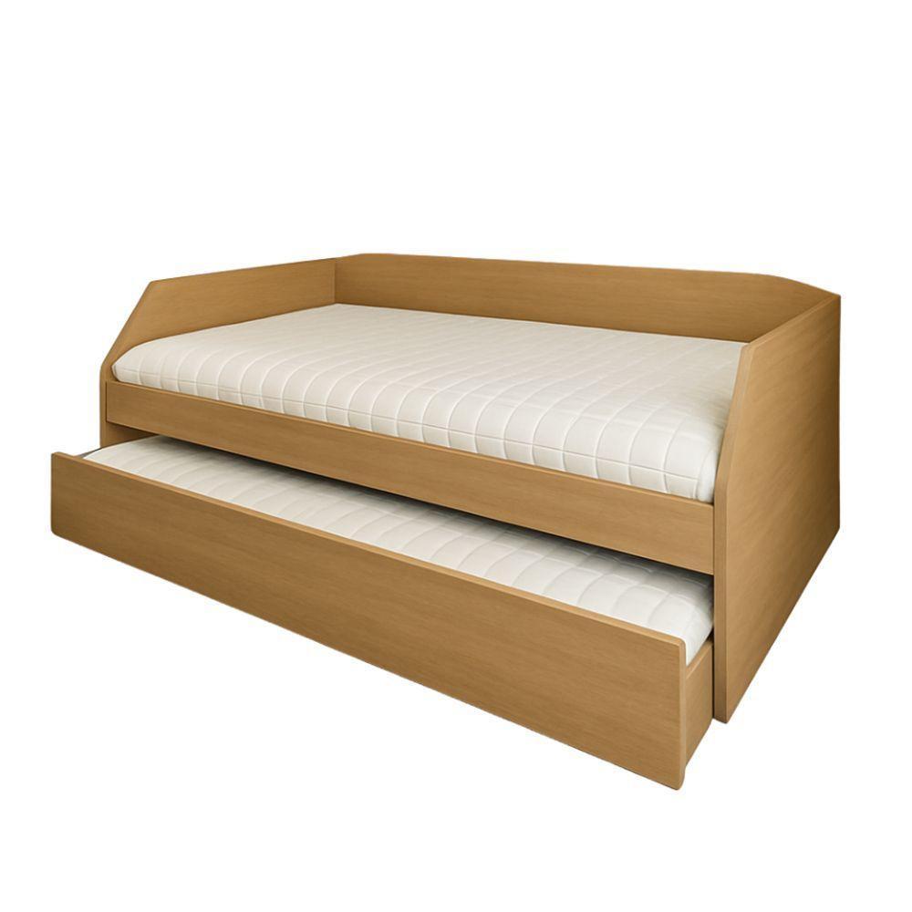 Sofa Com Bicama Para Quarto Ou Sala Solteiro Ou Criança Com Cama Auxiliar Reforçada Duo Amendoa - 6