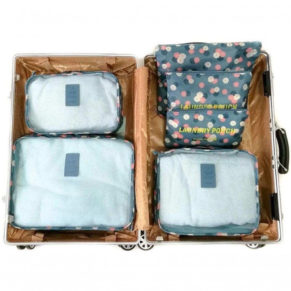 Kit Organizador Mala Bolsa De Viagem Necessaire 6 Peças Modelo Vinho Flores - 3