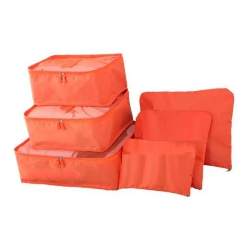 Organizador De Mala 6 Pçs Necessaire Viagem Bolsa Saco Laranja - 1