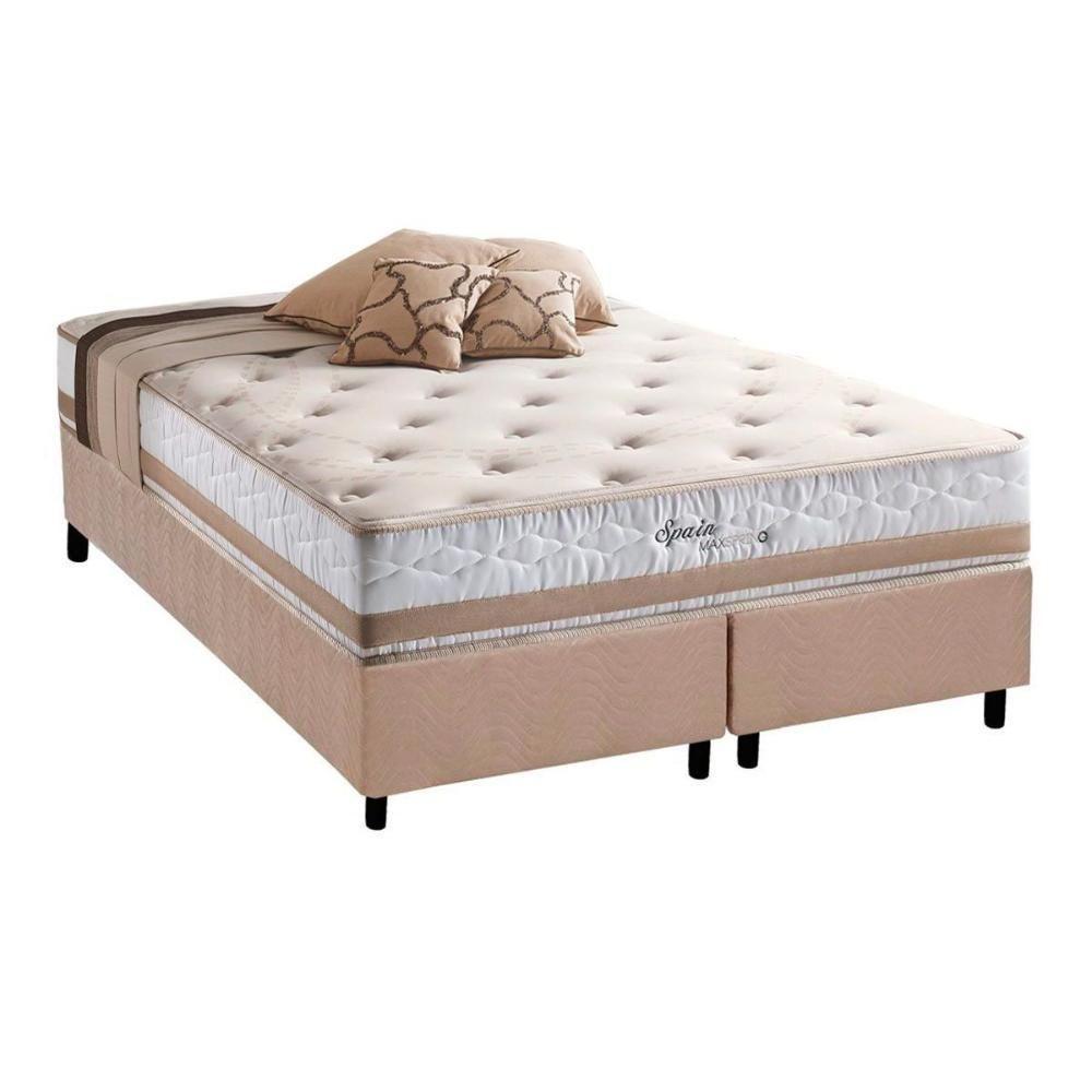 Cama Box Queen: Colchão Molas Herval Maxspring Spain + Base Crc Suede Clean(158X198) - 1