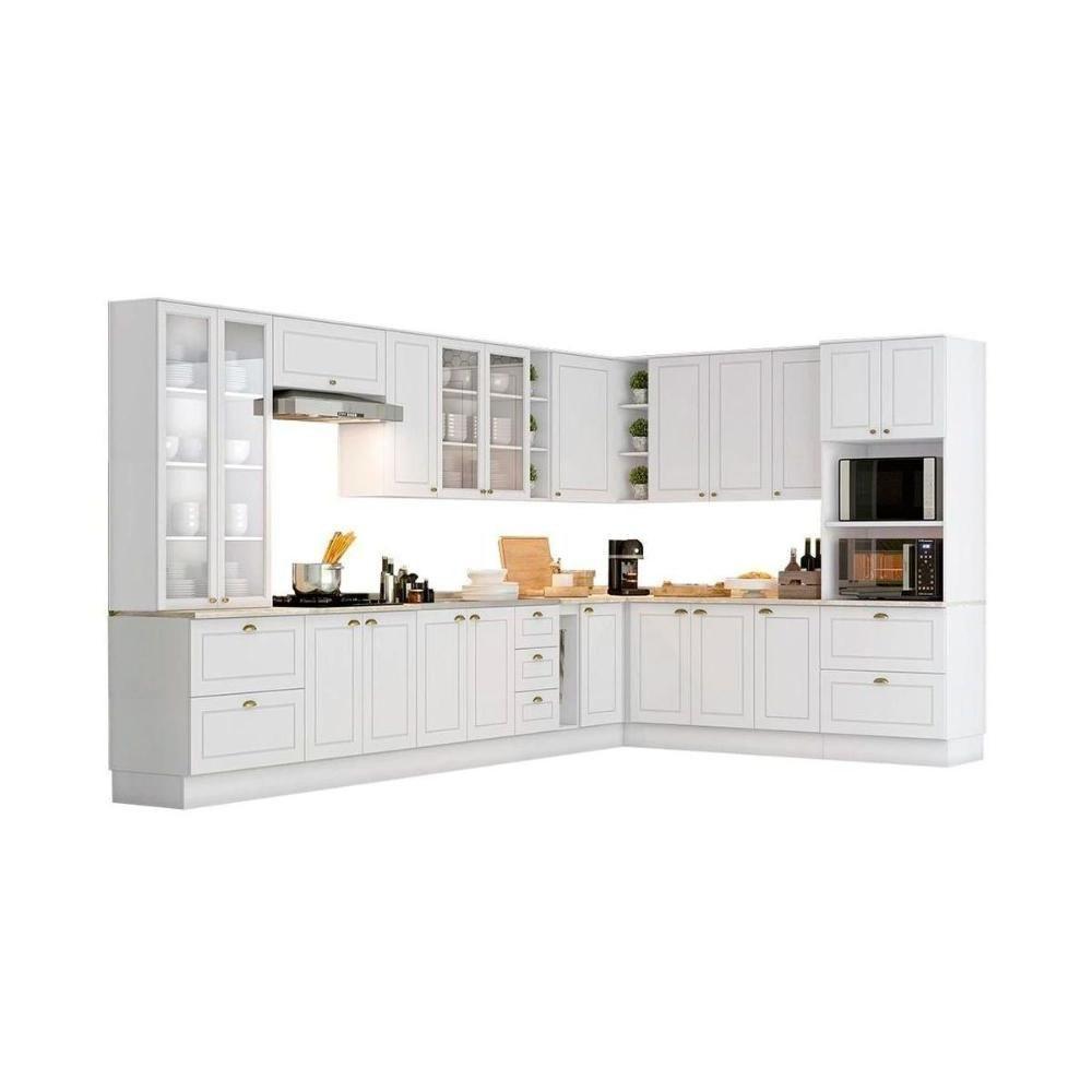Cozinha Completa 19pçs Torre Quente Cristaleira 6 Aéreos 5 Balcões 5 Tampos Cz264 Branco - Henn - 5