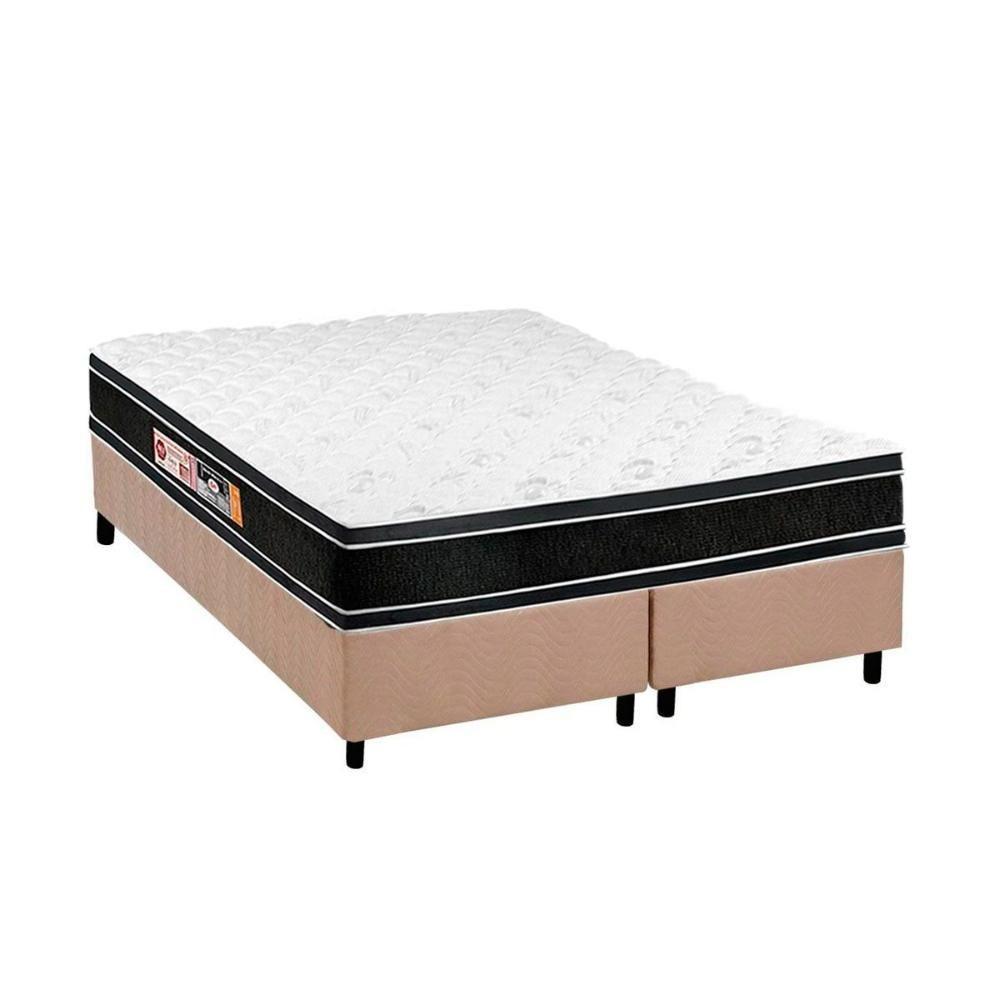 Cama Box Queen: Colchão Espuma D33 Castor Black E White Double Face + Base Crc Suede Clean(158X198) - 1