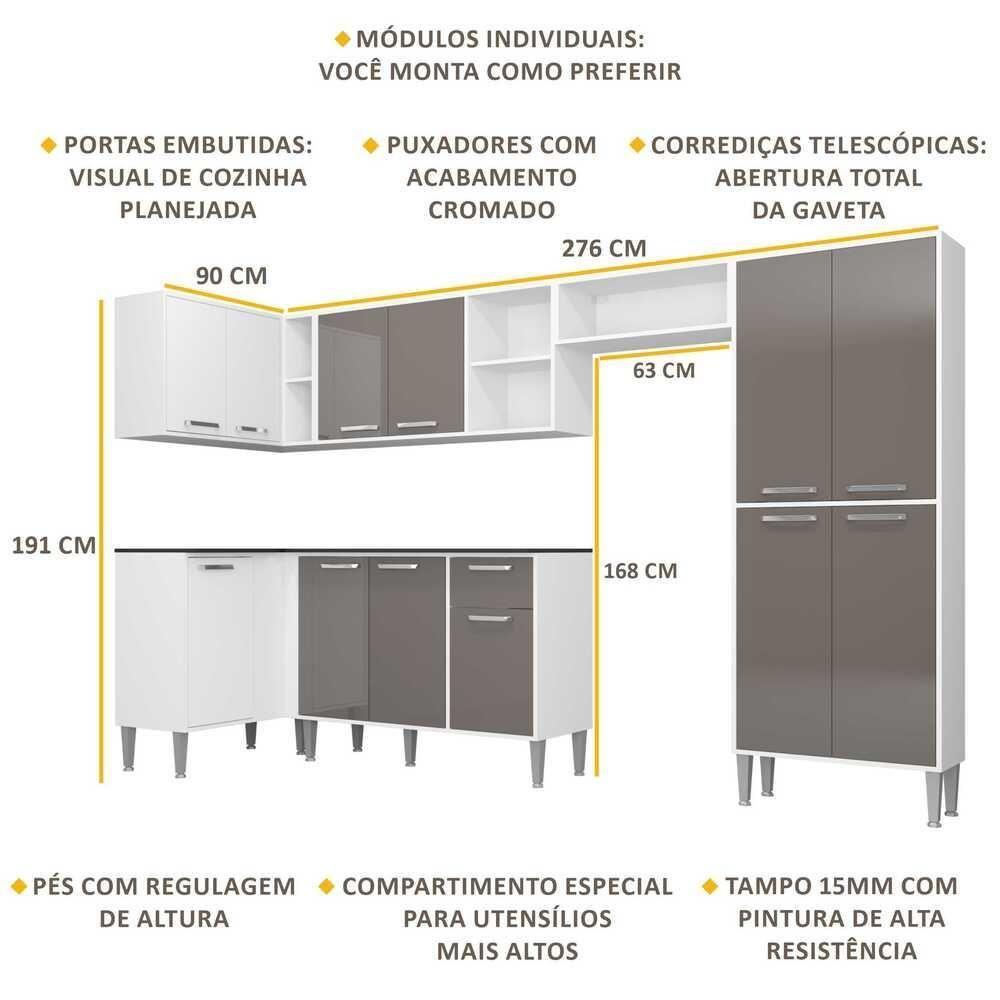Cozinha Completa Armário e Balcão Xangai Zouk Multimóveis - 9