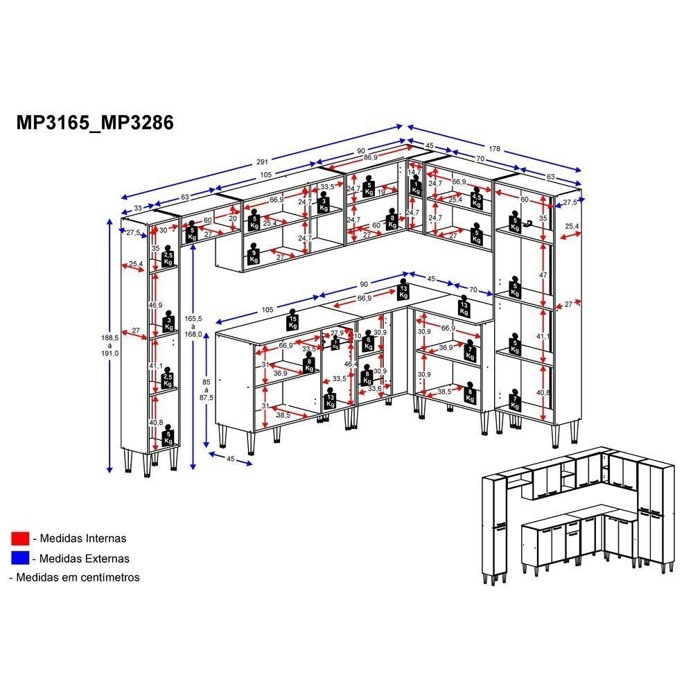 Cozinha Completa Armário e Balcão Xangai Rock Multimóveis - 4