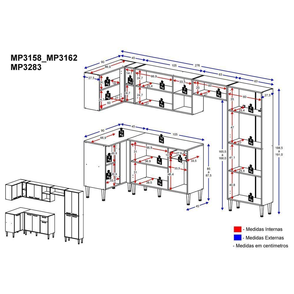 Cozinha Completa Armário e Balcão Xangai Zouk Multimóveis - 3