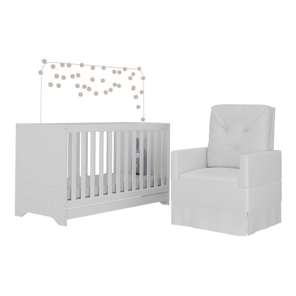 Berço 3X1 Com Colchão Incluso E Poltrona De Amamentação Elza Multimóveis Mp4094 Branco Branco - 5